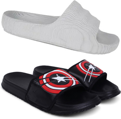 KAPYANSH Men Slides(Grey, Black , 6)