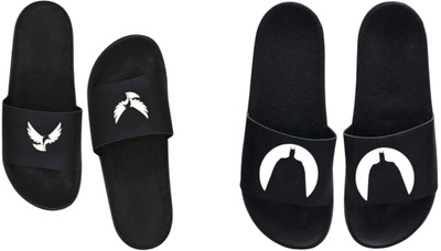 nvisan Men Slides(White, Black , 9)