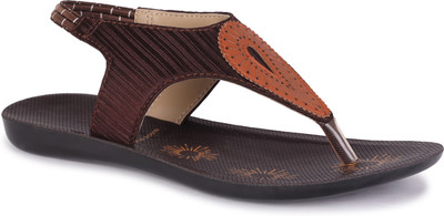 DRACKFOOT Women Flip Flops(Brown , 6)