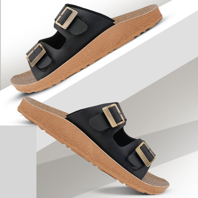 BERSACHE Men Sandals(Black , 9)