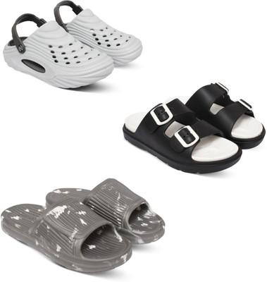 Acorn Men Slides(White, Black, Grey , 7)