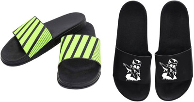 nvisan Men Slides(Green, White , 9)