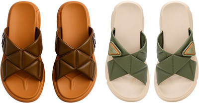 Shivaru trader Women Slippers(Green, Brown , 6)