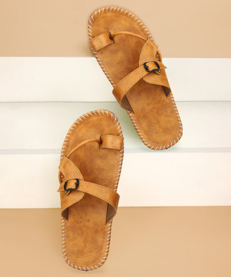 VISHU 4U Men Slippers(Tan , 8)
