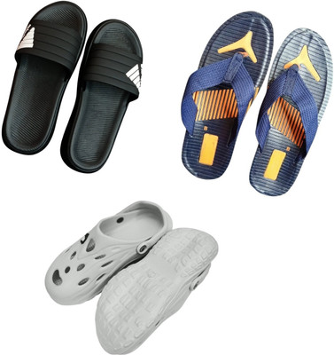 BLIBBERS Men Slippers(Black, Blue, Off White , 9)