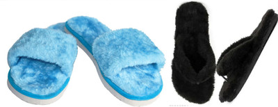 rexizone Women Flip Flops(Blue, Black , 7)