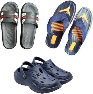 BLIBBERS Men Slippers(Black, Blue, Navy , 7)