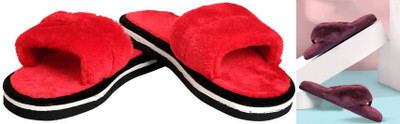rexizone Women Flip Flops(Red, Maroon , 6)