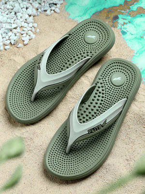 FLITE Men Slippers(Green, White , 6)