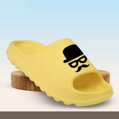 FitFusion Men Stylish Arch Fit Support Thick Sole Soft & Comfortable Slide For Men Slides(Yellow , 10)