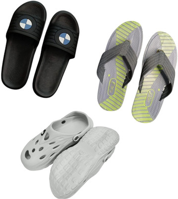 BLIBBERS Men Slippers(Black, Grey, Off White , 9)