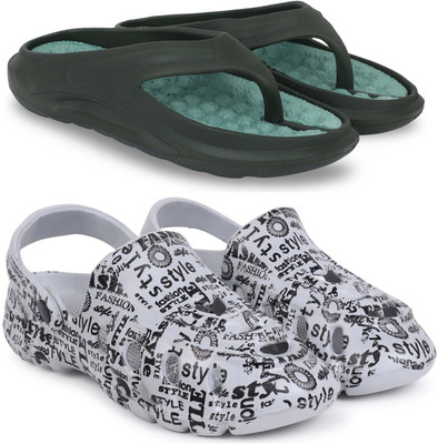 Kapani Fashion Men Slippers(Green, Grey , 7)