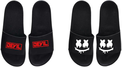 nvisan Men Slides(Red, White, Black , 10)