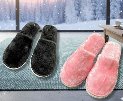 Dee Rook Women Slippers(Pink, Black , 6)