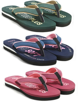 zebio Women Slippers(Green, Yellow, Navy, Pink, Pink , 8)