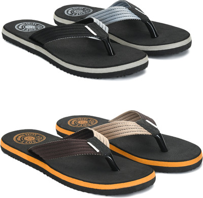 Stepsoft Men Slippers(Black, Brown , 9)