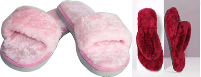 rexizone Women Flip Flops(Maroon, Pink , 5)