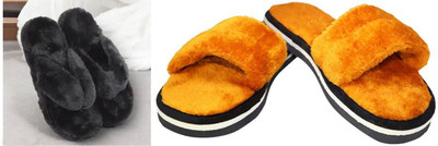 rexizone Women Flip Flops(Black, Tan , 7)