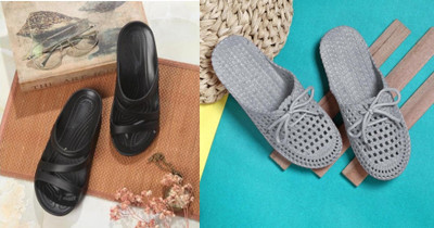 Brofoot Women Flip Flops(Grey, Black , 7)