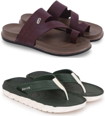 Pampy Angel Men Slippers(Maroon, Green , 10)