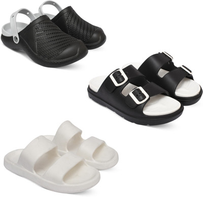 Acorn Men Slides(Black, White , 7)