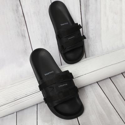 Chupps Men Element Black & Black Slides Soft Lightweight Flip Flops For Slides(Black , 7)