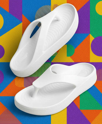 FLEXERO Men Slippers(White , 7)