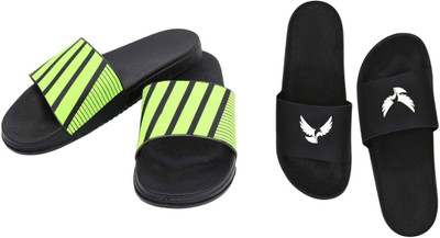 nvisan Men Slides(Green, White , 6)