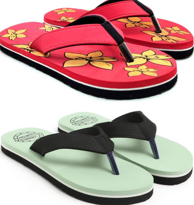 VAHMAH Women Slippers(Red, Green , 7)