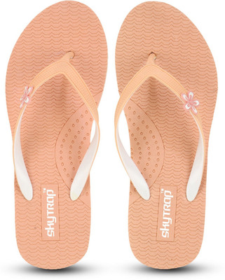 Skytrap Women Laser Cut Soft Heel Stylish Comfortable EVA Hawai Women Slippers(Pink , 7)
