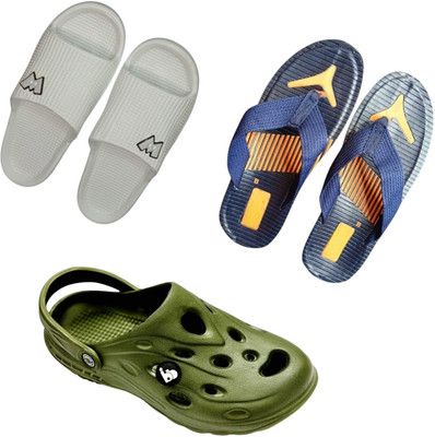 BLIBBERS Men Slippers(Grey, Blue, Green , 8)