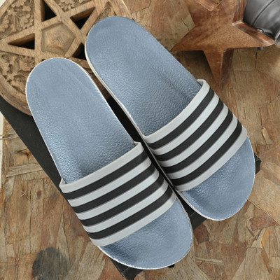 Shoe Island Men Slides(Grey, Black , 8)