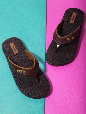 Action Plus Men Flip Flops(Brown , 6)