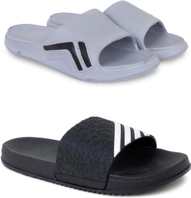 Kapani Fashion Men Slippers(Grey, Black , 6)