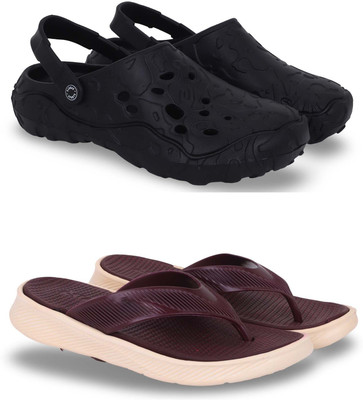 Pampy Angel Men Clogs(Black, Maroon , 10)