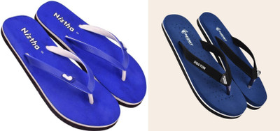 DASHNY Women Flip Flops(Blue, Blue , 6)