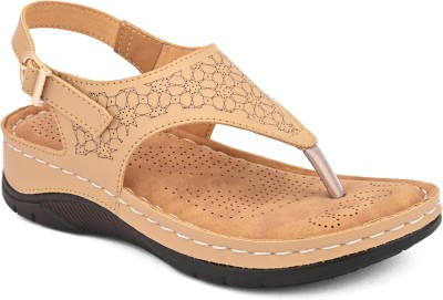 ShoeNstring Women Slippers(Tan , 4)