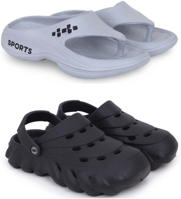 Pampy Angel Men Slippers(Grey, Black , 9)
