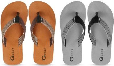 G Best Men Flip Flops(Green, Brown , 8)