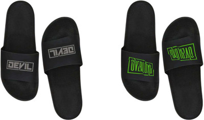 nvisan Men Slides(Grey, Green , 10)