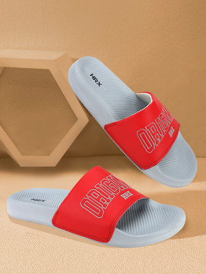 HRX by Hrithik Roshan Men Slippers(Grey, Red , 6)