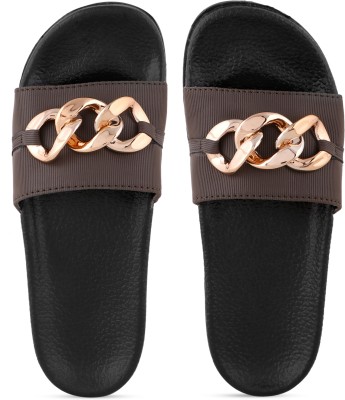 AMACLASS Women Flip Flops(Brown , 3)