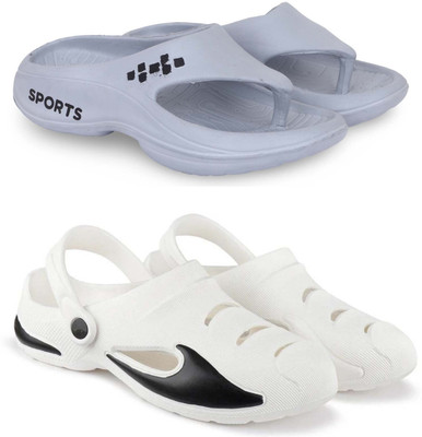 KAPYANSH Men Slippers(Grey, White , 8)