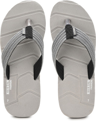 Kixrun Men Flip Flops(Grey , 8)