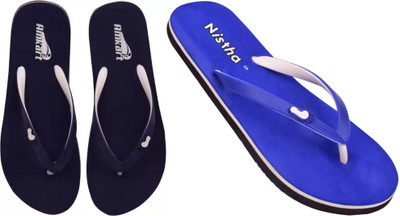NISTHA Women Flip Flops(Navy, Blue , 5)