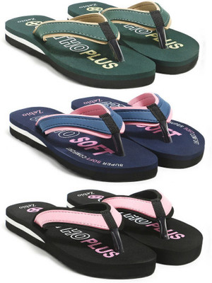 zebio Women Slippers(Green, Yellow, Navy, Pink, Black, Pink , 5)