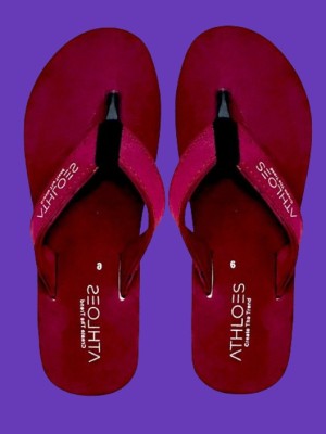 ATHLOES Women Flip Flops(Maroon , 8)