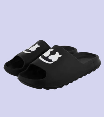 Fuliva Men Slides(Black , 6)