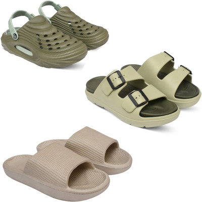 Acorn Men Slides(Olive, Beige , 10)