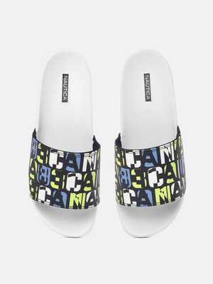 NAUTICA Men Slides(Black, White , 6)
